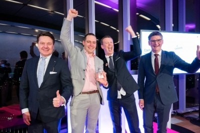 The Confiserie Vandenbulcke team celebrate their win at ISM2 2022.
