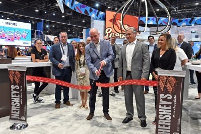 Hershey opens its booth - and this year's Sweets & Snack Expo with a special ribbon cutting ceremony. Pic: Hershey Company