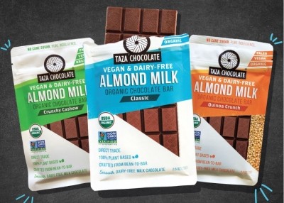 The Taza Almond Milk Chocolate line. Photo: Taza.