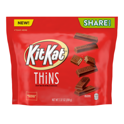 Hershey's Kit Kat Thins are aimed at the on-the-go snacking market with their individually wrapped packaging.   Pic: Hershey