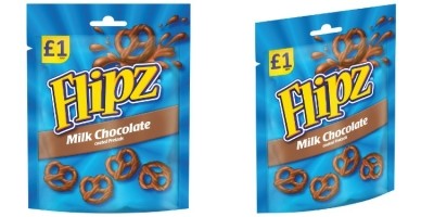 The Flipz Milk Chocolate snack now comes as a price-marked pack (PMP). Pic; pladis