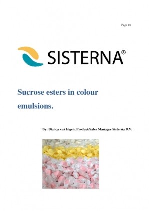 Sucrose esters of fatty acids in colour emulsions