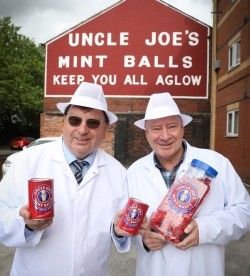 John Winnard and Ant Winnard celebrate new export success. Pic: Uncle Joes Mint Balls 